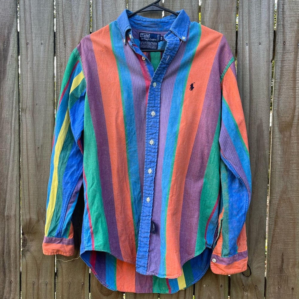 90s Polo by Ralph Lauren Rainbow striped button-up